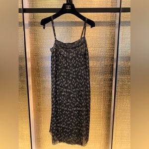 Chanel 2021 spaghetti strap CC logo black and gray dress - worn once